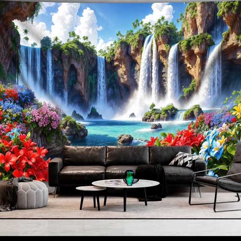 VIKAMA Tropical Waterfall Paradise Tapestry Landscape Wall Decoration Living Room Bedroom Dormitory and Home Office Decor