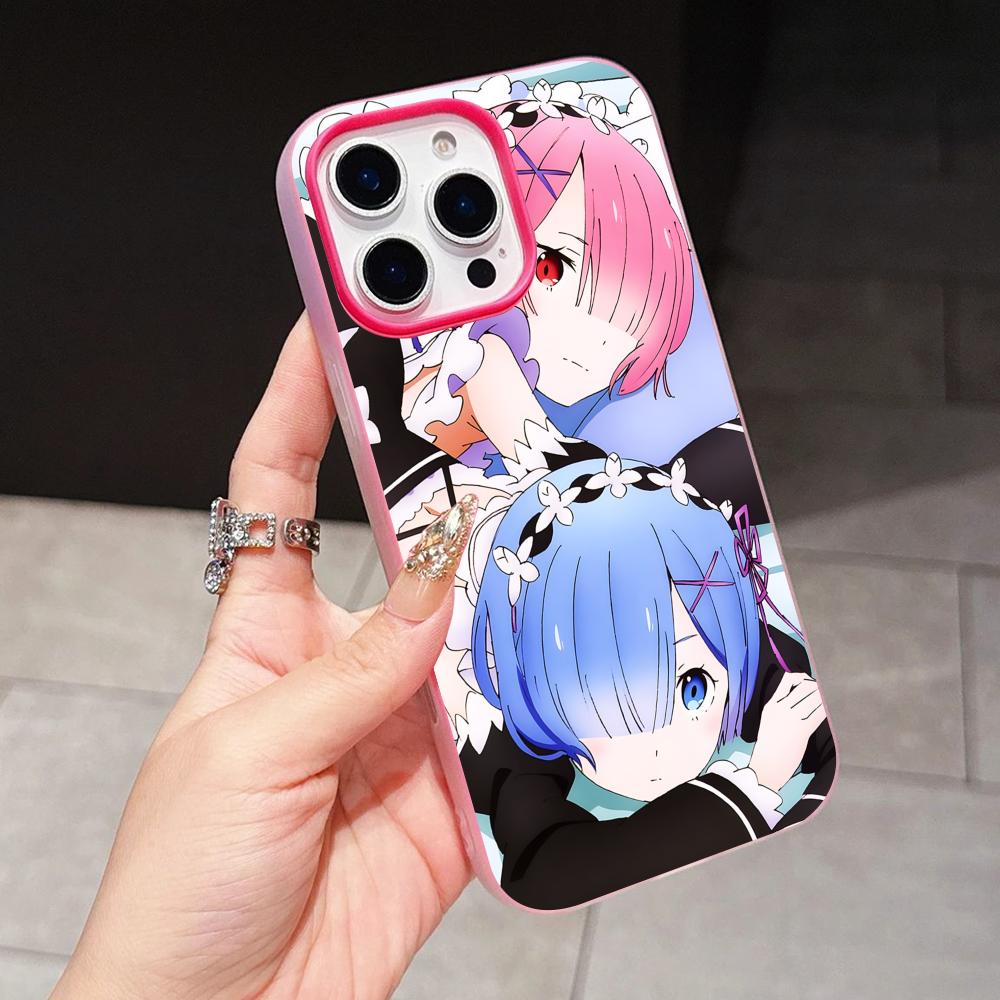 

ReZero Rem Ram Jelly Double layer Rose Red Mobile Phone Case for iPhone 17 16 15 14 13 12 11 Air Pro Max Plus Protective iPhone17 Pro Max
