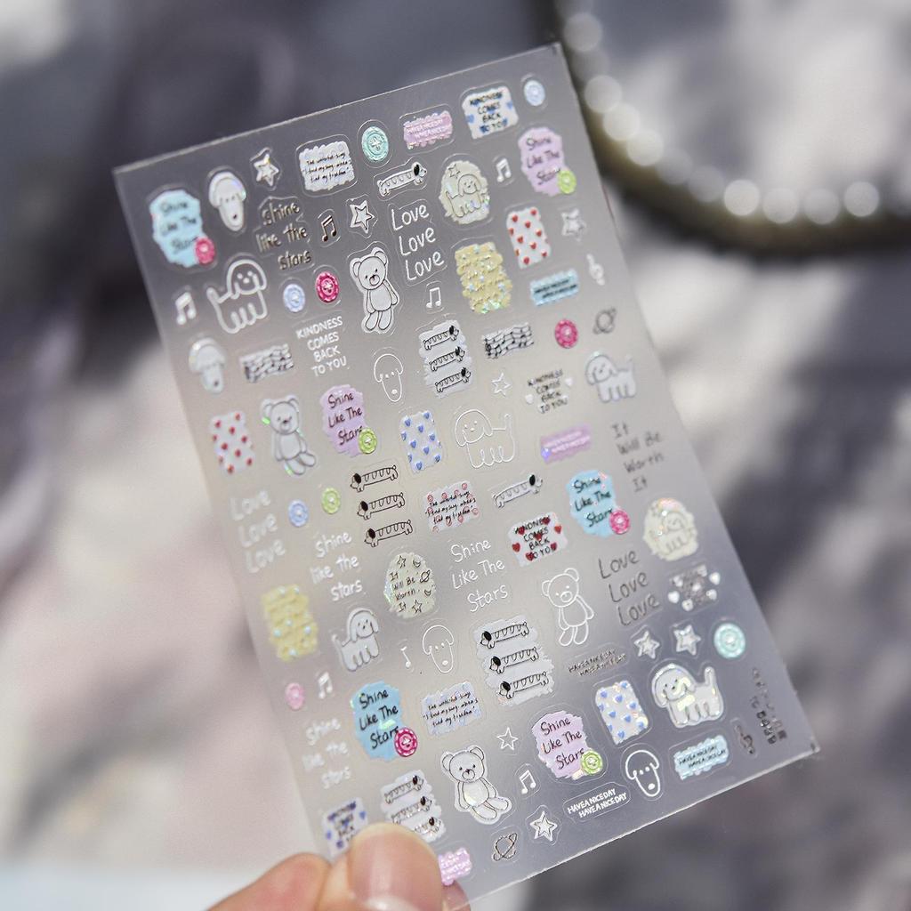 Tomoni Sweet Fresh Shell Light Nail Art Stickers - Modern Graffiti Word Designs