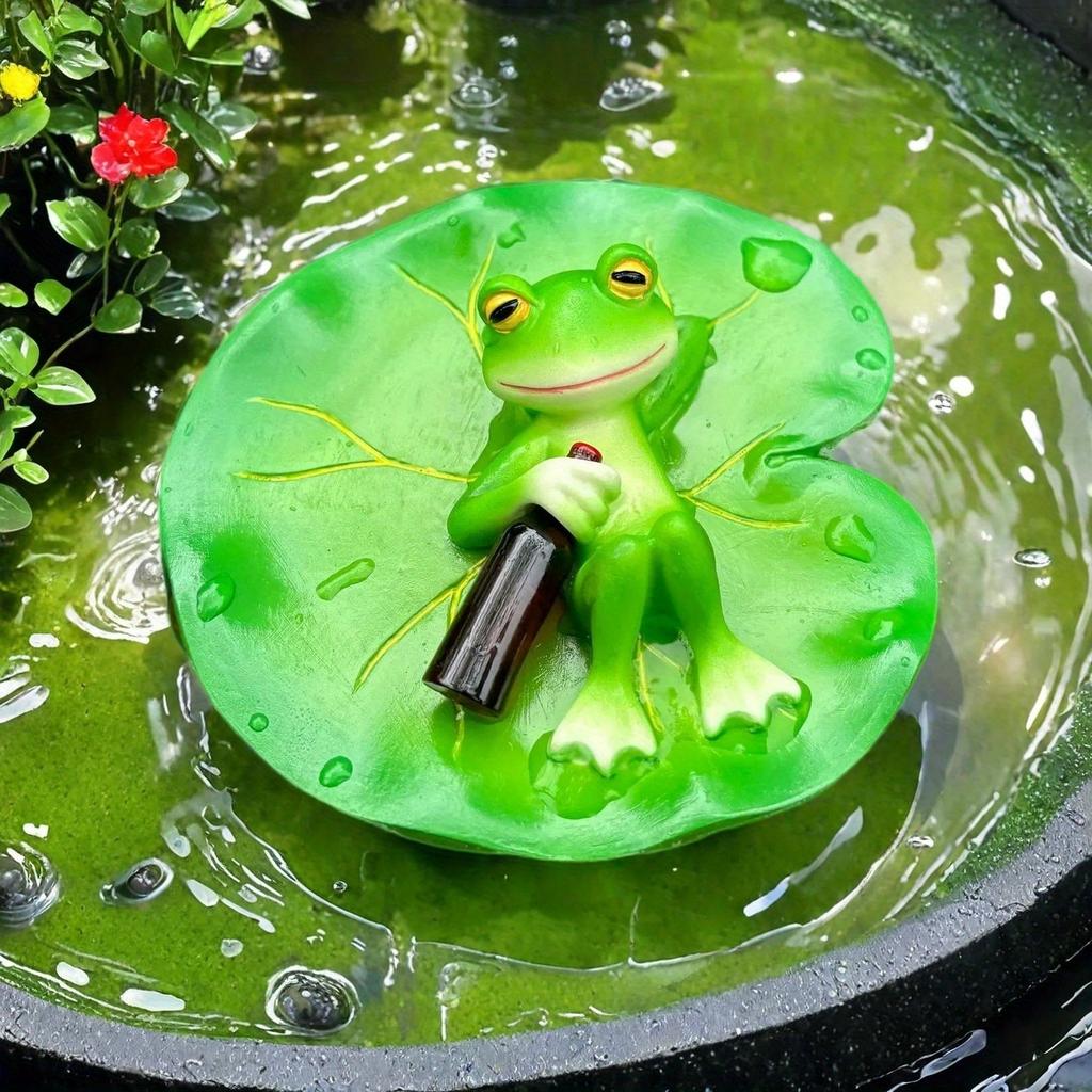 Floating Frog Decor for Pond Frog Ornament Figurine Statue Craft for Floating Lotus Flower Home Garden Decoration Photo Prop