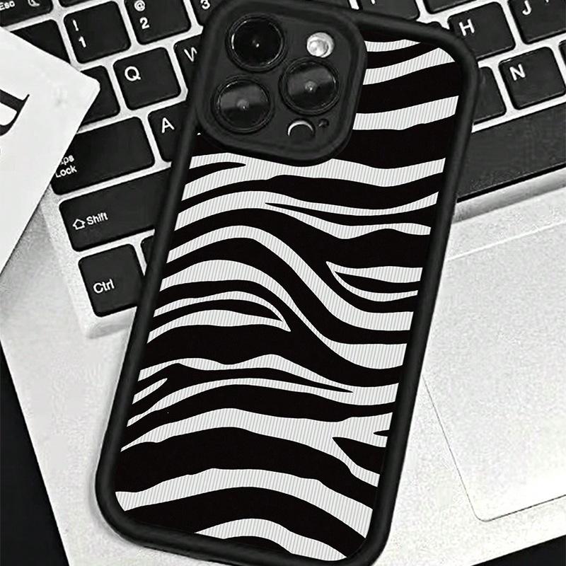 Black zebra pattern is suitable for Apple iPhone17Pro Max mobile phone case 16 all-inclusive 15 light luxury 13 creative 12/11