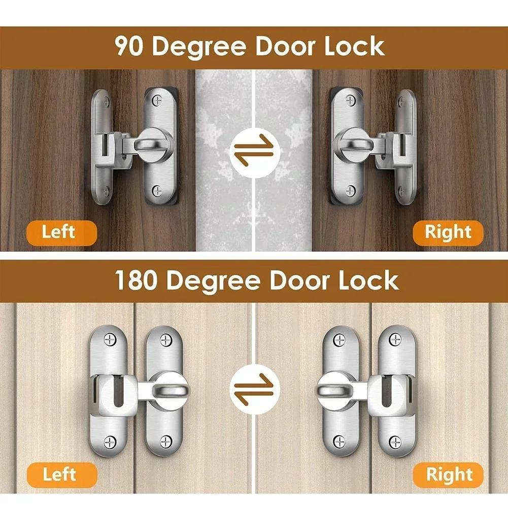 Sliding For Door Lock 90180 Degree Adjustable Zinc Alloy for Bathroom Garden Bedroom with Secure Spring and Ball Mechanism