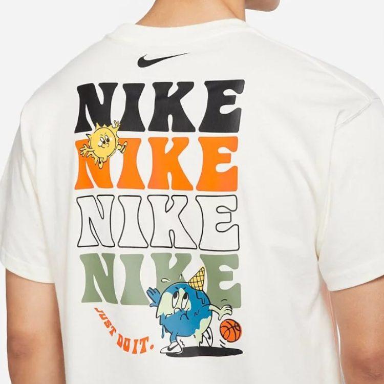 Nike T Shirts Men's White Crew Neck Moderate Straight Fit DX6148-133