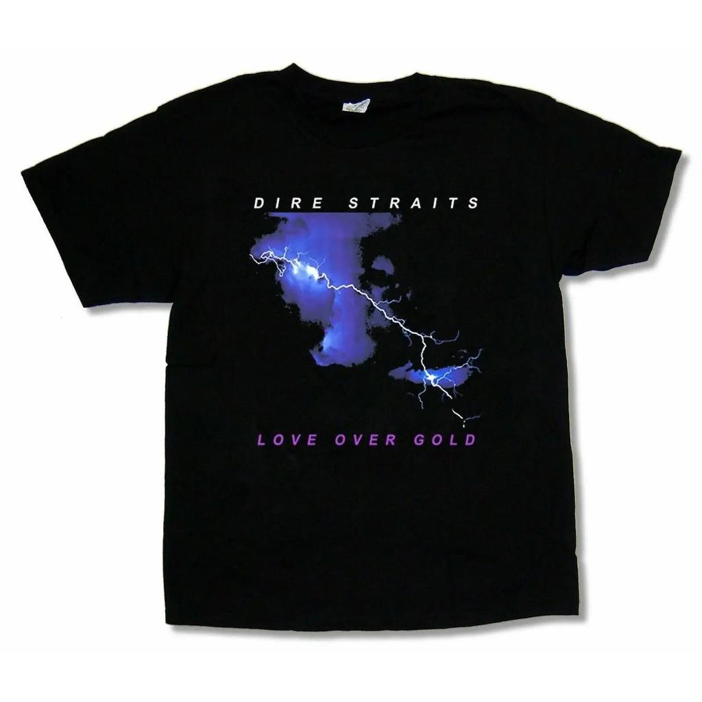 T-shirt Dire Straits Love Over Gold Tutte le Taglie Manica Corta Hd447 Lavaggio Vintage Unisex Comodo Stiloso Morbido Casual