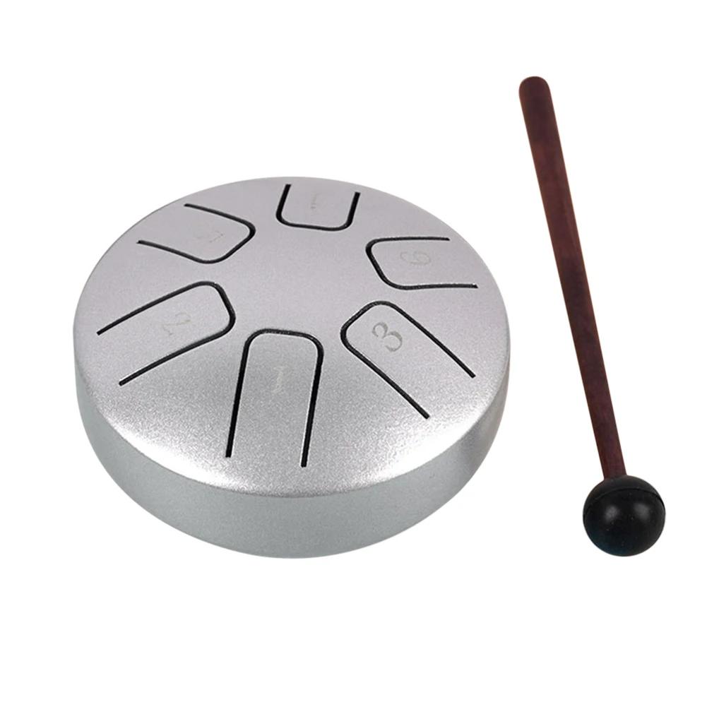 6 Tone Mini Hand Pan Drums Funny 3.8 Inch Kids Educational Toy with Drumsticks for Yoga Practice Performance Musical Instruments