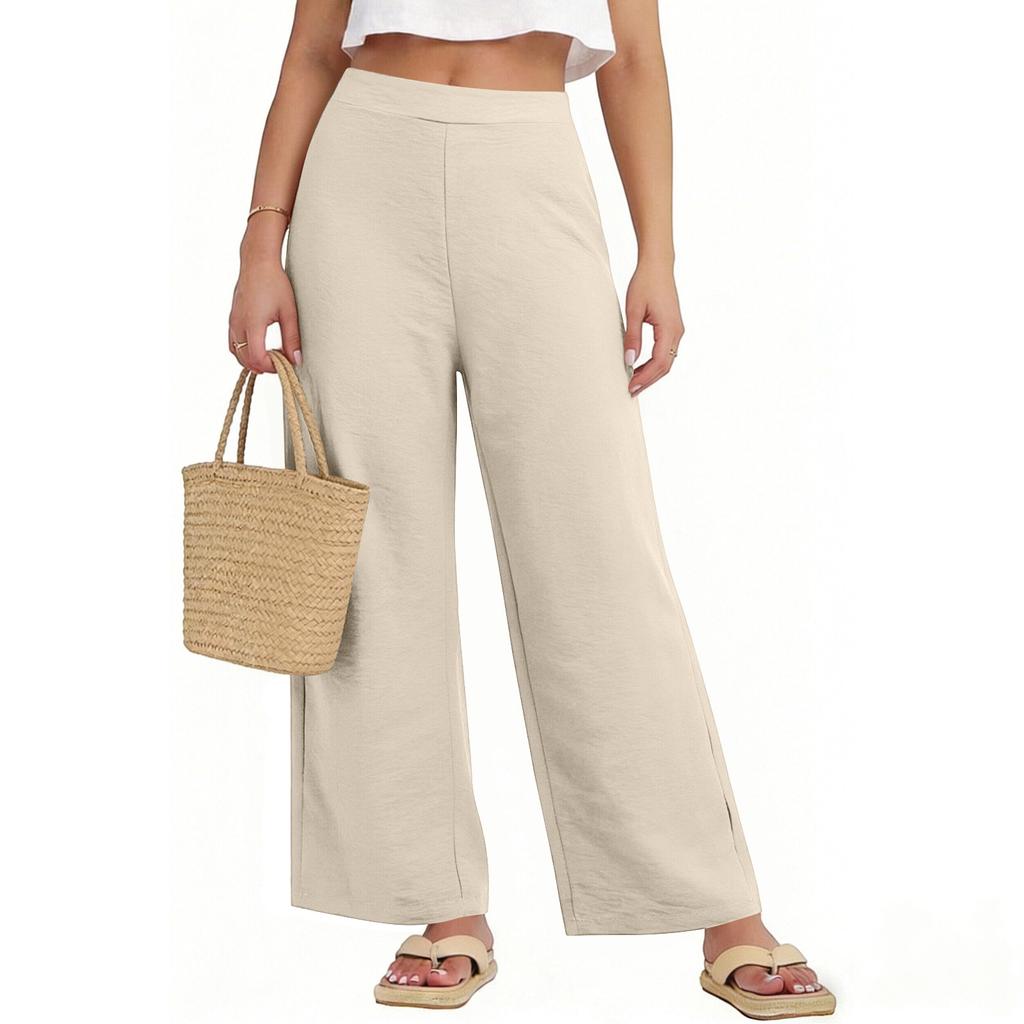 Women's Loose Wide-Leg Pants, Casual Loose Cotton-Linen Pants With Pockets