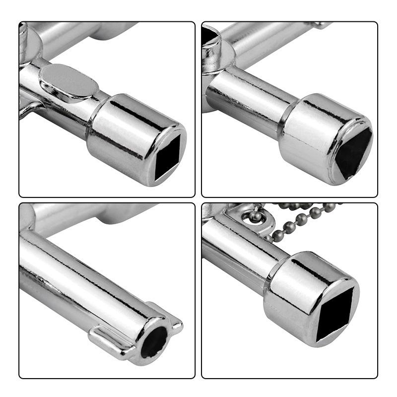 White 4-in-1 Electric Cabinet Wrench with Keychain