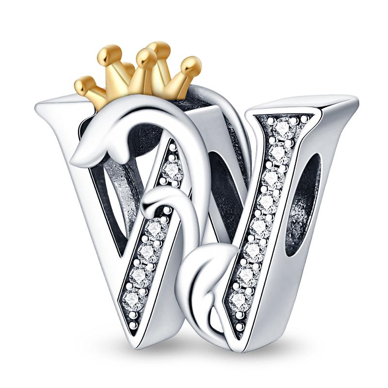 Copper Original Crown 26 Letters Charm Beads Fits Bracelets Bangle Necklace For Women Luxury Diy Jewelry Fine Gifts