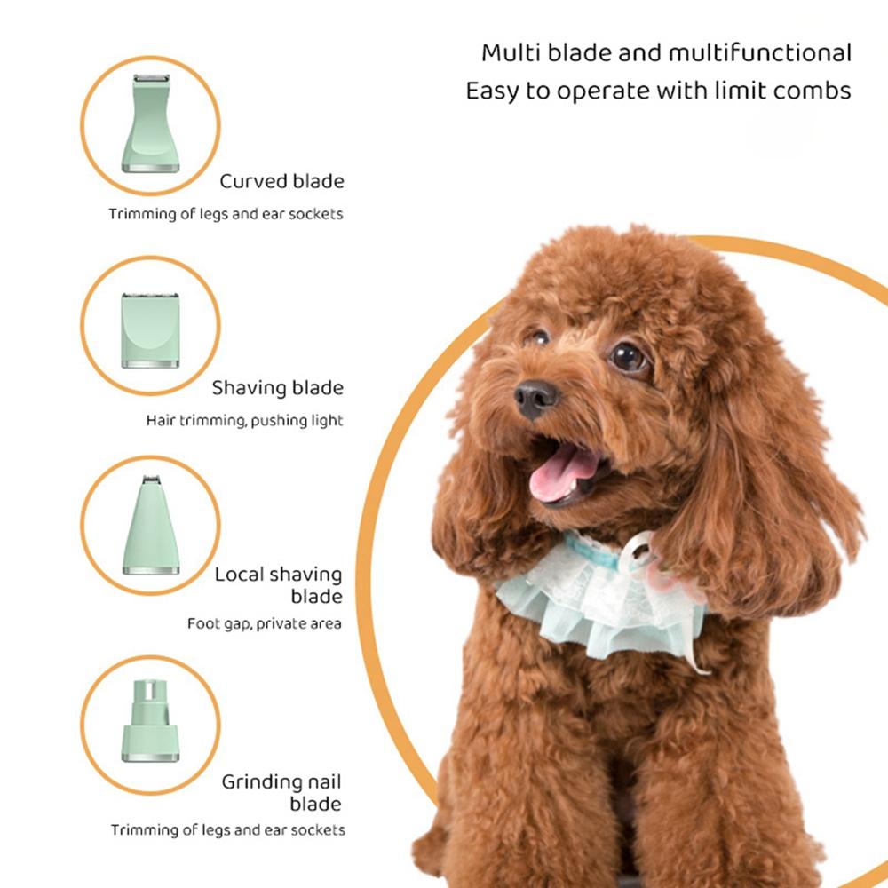4 in 1 Pet Electric Hair Clipper with 4 Blades Grooming Trimmer Nail Grinder Professional Recharge Haircut For Dogs Cat
