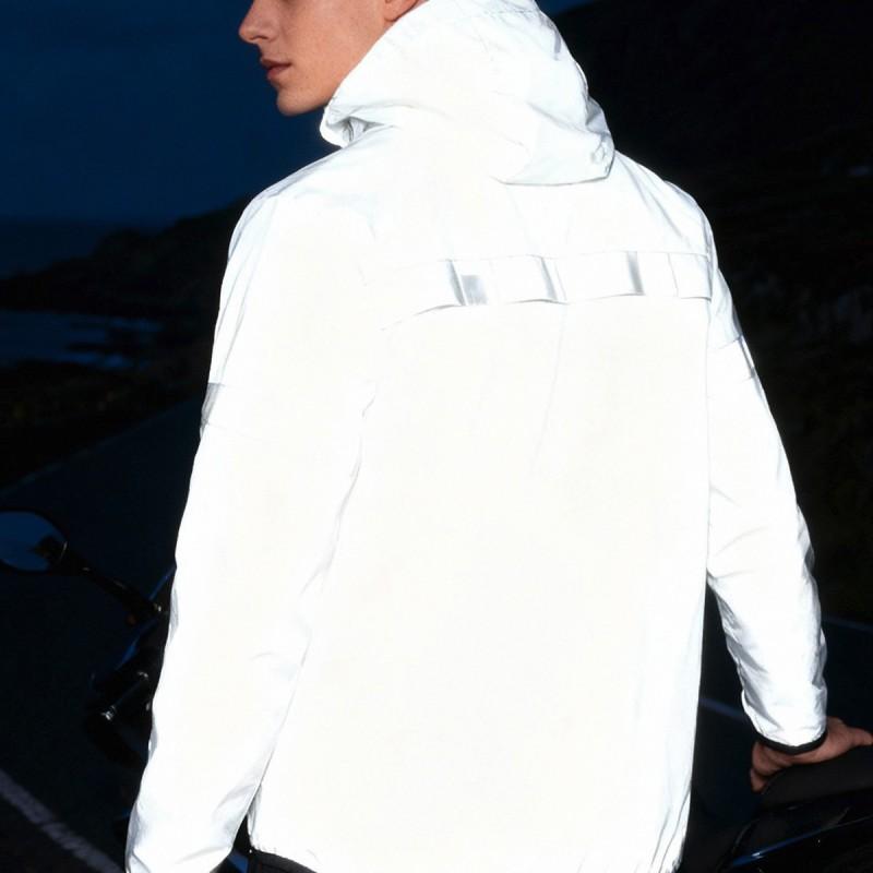 1 Reflective Waterproof Motorcycle Riding Jacket Windproof Hooded Long Sleeve Outdoor Cycling Running Use