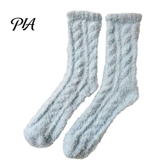 Cute Macaron Color Warm Socks Thickened Plush for Women, Thermal Sleep Socks, Coral Fleece Cozy Pajama Soft House Floor Winter Autumn Cold Weather