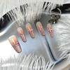 Romantic Cat-eye Peach Pink French Manicure Patches Pearl Bow Love Wear Manicure 10 Pieces Of Manicure