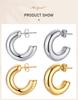 Hollow Tube Hoop Earring for Women, Stainless Steel Medium Bold Tarnish Free Minimalist 2022 Brincos