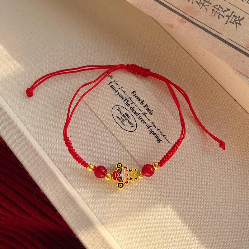

Китайский Новый год Красный нить браслет для зодиакального года Радостный безопасный плетеный веревочный браслет Год Змеи 1 pcs