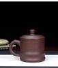 Yixing Zisha Bamboo Joint Teacup with Lid - Handmade Purple Clay Cup