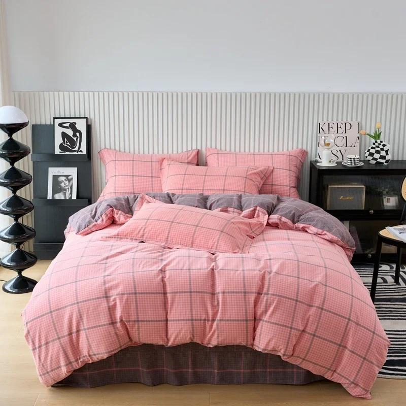 New Cotton Quilt Cover Plaid Yarn-dyed Washed Single Douvet Bed 160x210 220x240 Skin Friendly Comfortable Large Size Bedding