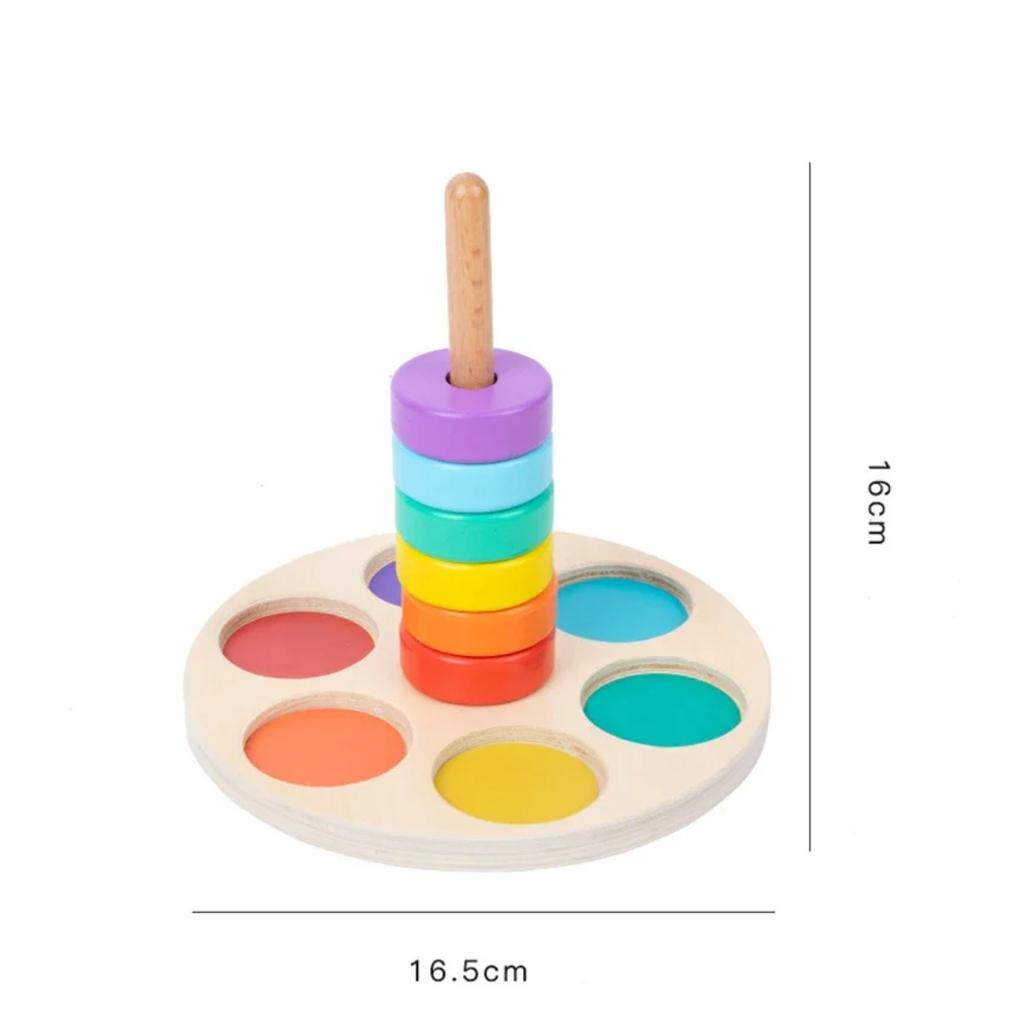 Baby Holz Regenbogen Stapelspielzeug Montessori Bunte Blöcke Klassifizierung und Nestspiele Feinmotoriktraining Formen zuordnen