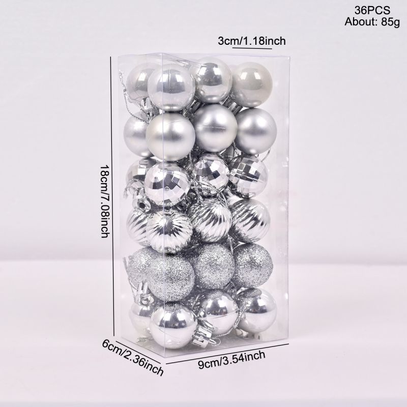 36Pcs Christmas Balls New Year Party Decoration Xmas Tree Ornaments Christmas Hanging Ornament Home Decor Gifts 3cm
