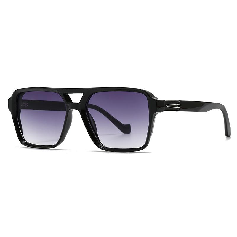 New Fashion Double Bridges Square Sunglasses Women Retro Rivets Blue Shades UV400 Protection Gradient Sun Glasses