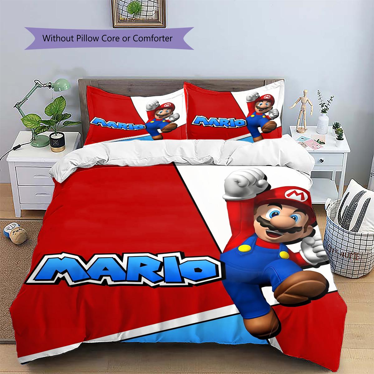 

Mario Crayon Graffiti Duvet Cover & Pillowcases, Mario Fan Creative Bedding, Perfect Gift.chl 135x200cm