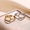 Heart-Shaped Geometric Star Open Ring: 18K Gold-Plated Stainless Steel Women's Jewelry