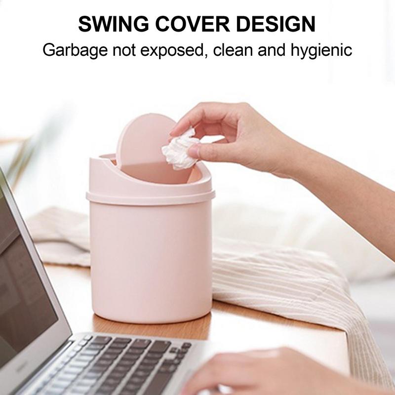 Mini Waste Bin With Lid Desktop Office Organizer Storage Home Garbage Basket Container Table Trash Cleaner Small Trash CanHolder