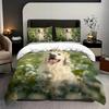 Cute Dog Wreath Flowers 3D Printed Quilt Cover Set Cute Playful Style Bedding Set Soft Comfortable Home Textiles Duvet Cover Set