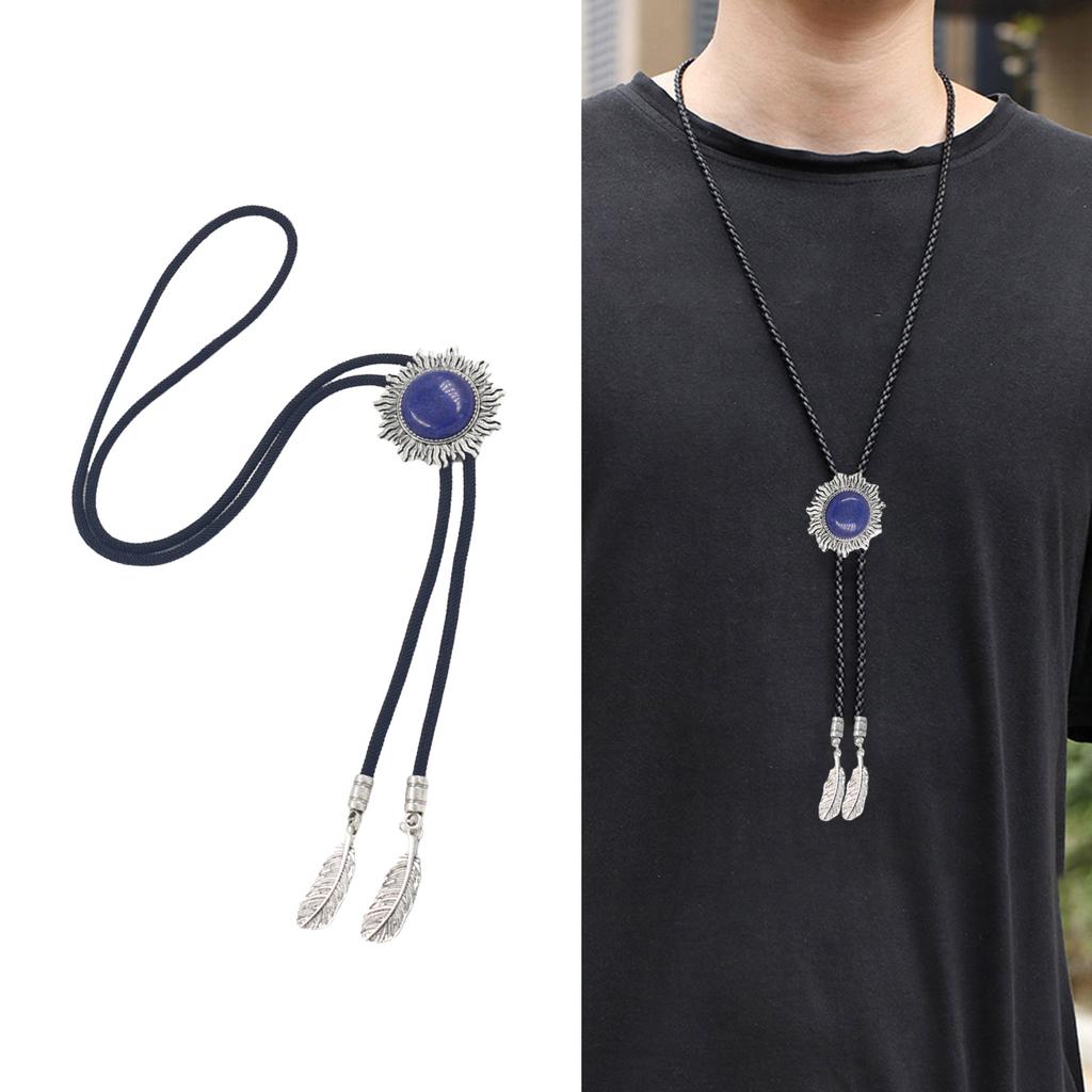 Elegant Bolo Tie with Stone Pendant Carved Necktie Western Necklace Cool Bolo Tie Western Cowboy Costume