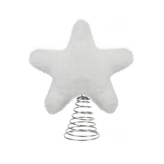 Christmas Tree Topper Plush Star Decoration Xmas Five-Pointed Star Tree Topper with Spring for Holiday Tree Decoration