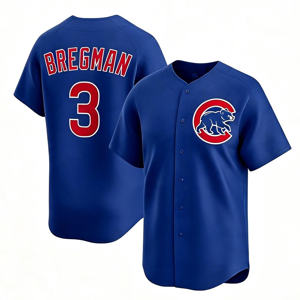 Bregman #3 Cubs Team 3D AOP BaseEball Jersey Navy 1R481 Outdoor Sport Training Shirt Breathable Jersey Fashion Short Sleeve