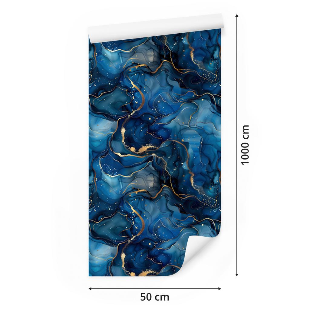 Wallpaper Ink navy blue, blue, turquoise and graphite 50x1000