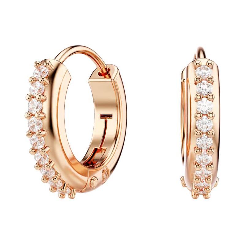 Swarovski Matrix Large Hoop Round Cut Synthetic Cubic Zirconia Earrings Women s Rose Gold Plated 5690669