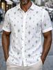 Camisa de Manga Corta con Estampado de Cactus para Hombre, Tops Casuales de Botones, Estilo Fresco Naturaleza para Uso Diario Primavera y Verano