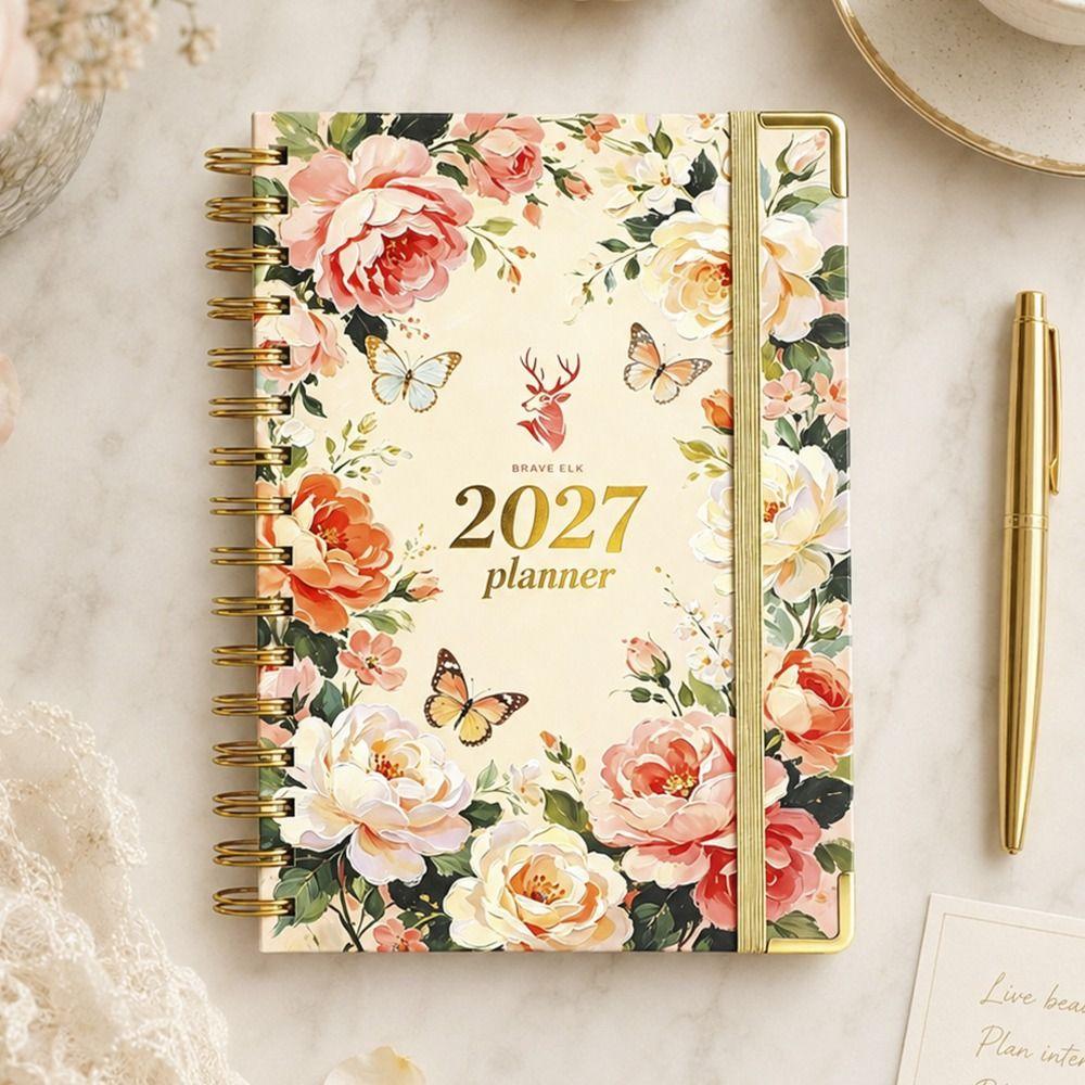 Lay Flat 180° Coil Diary Book Metal Corner Protector Spiral Notebook For Goal Tracking