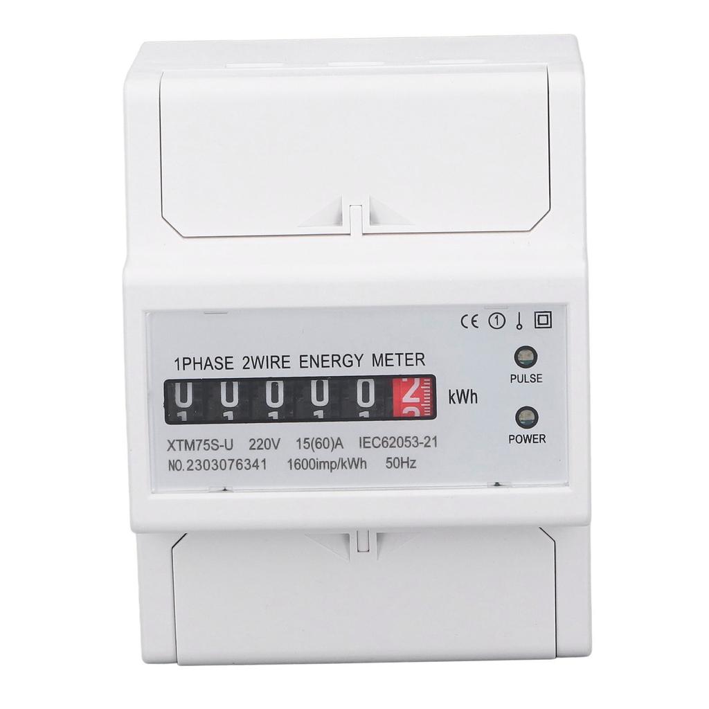 DC220V Single Phase Energy Meter Digital Display 4P 35mm Rail Mount Electricity Power Meter