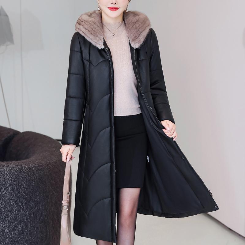 Winter Woman Faux Sheepskin Coats Hooded Elegant Thick Warm Winter Long Parkas Female Leather Jacket
