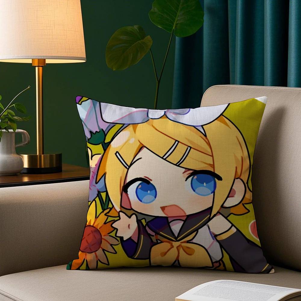 

Anime K-Kagamine Rin Cute Pillow Case Plush Fabric Soft Pillowcase Double Sided Print Sofa Cushion Cover Throw 12x12Inch