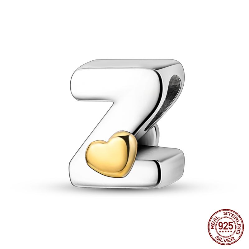 New Copper Classic Golden Heart 26 Alphabet Letters Charms Beads Fit Qikaola Bracelets Lucky Birthday Diy Jewelry