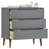 VidaXL Commode MOLDE Grey 80x40x80 Cm Solid Pine Wood 350506