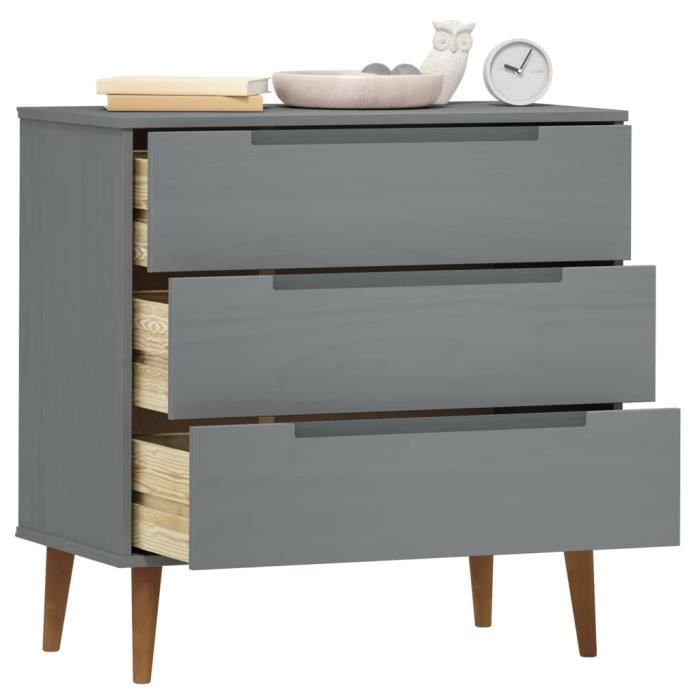 VidaXL Commode MOLDE Grey 80x40x80 Cm Solid Pine Wood 350506