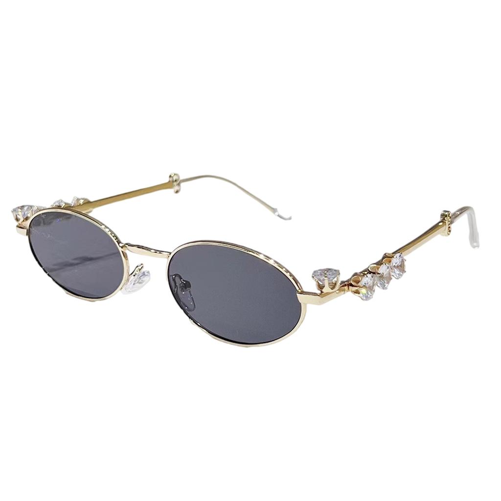 Stylish Sunglasses for Girls Boys Photo Props Travel Hip Hop Oval Frame Oval Frame Rhinestones Glasses Metal Eyewear