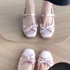 Small Inside Heightened Apricot Bow High Heel Mary Jane Shoes Women's New Square Toe Block Heel Single Shoes