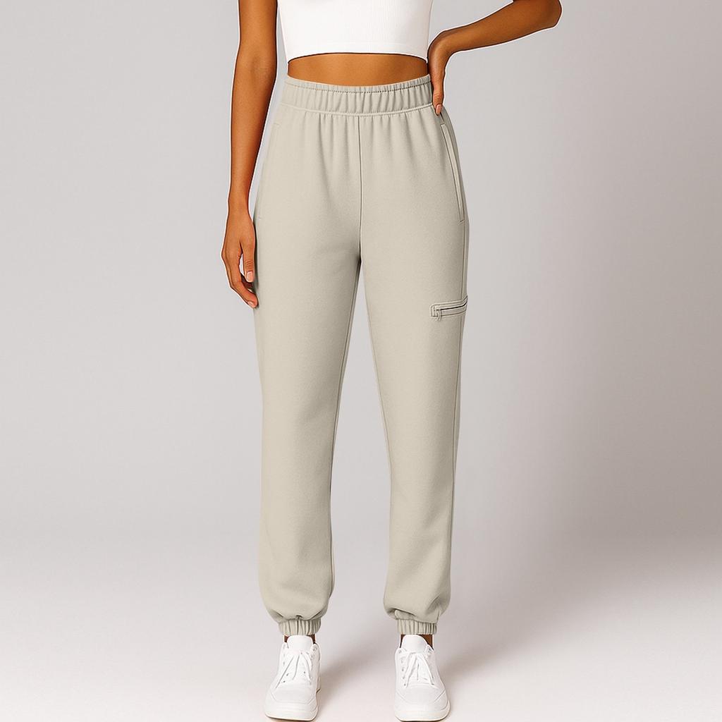 Women's And Men's Sports Pants With Pockets Fashionable Solid Color Elastic High Waisted  Casual Sweatpants Pants