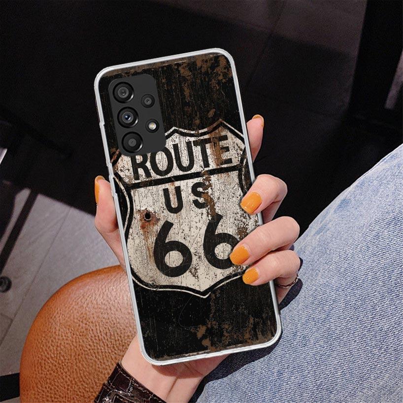 America Route 66 Phone Case For Samsung Galaxy A52 A32 A22 A12 A51 A31 A50S A30S A20S A10S Note 20 Ultra 10 Plus S10 A72 A71 Gal
