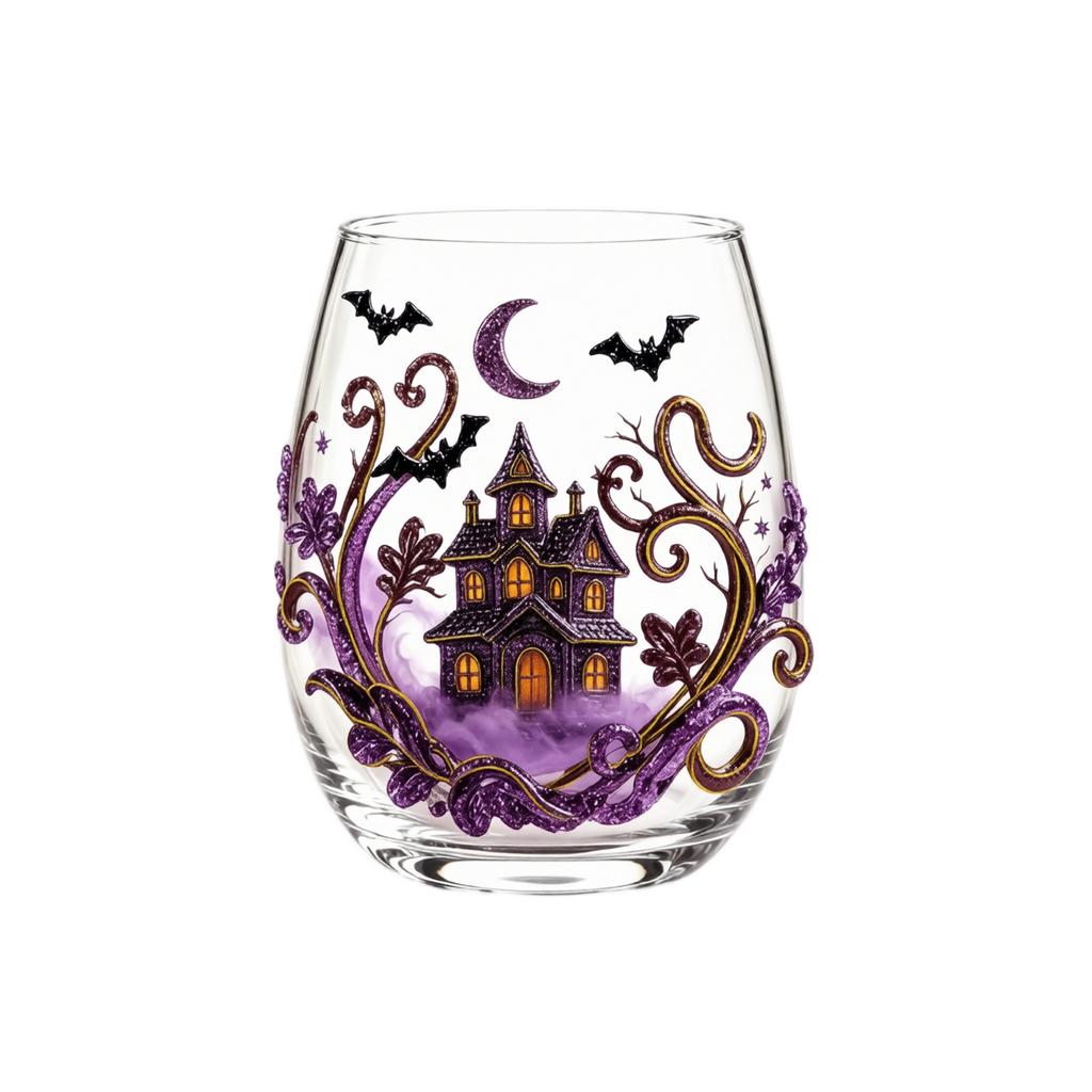 Halloween Printed Glass Tumbler with and Pumpkin Design, 15 oz