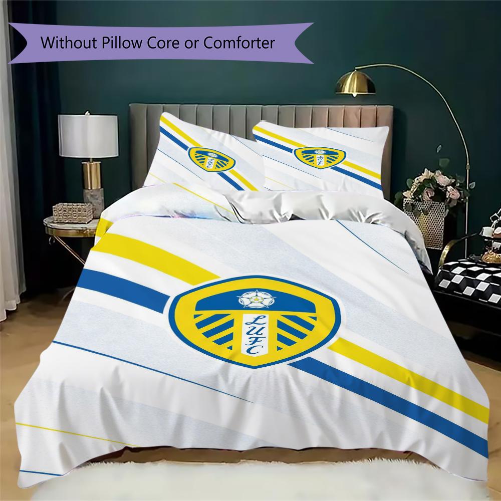 Leeds United Vzorované povlečení Sada přikrývky Potah na přikrývku Povlak na polštář Domácí dekorace Dárek k narozeninám (1 * povlak na peřinu + 2 * povlak na polštář bez jádra)67