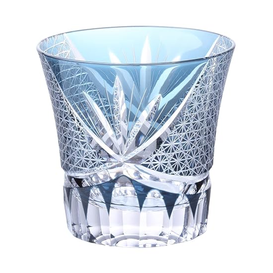 Takumibifu Dinner Luxe Kiriko Glass Cup 90xH85mm 240cc Orchid Carved Komon Ink Blue Koga PNO.333705