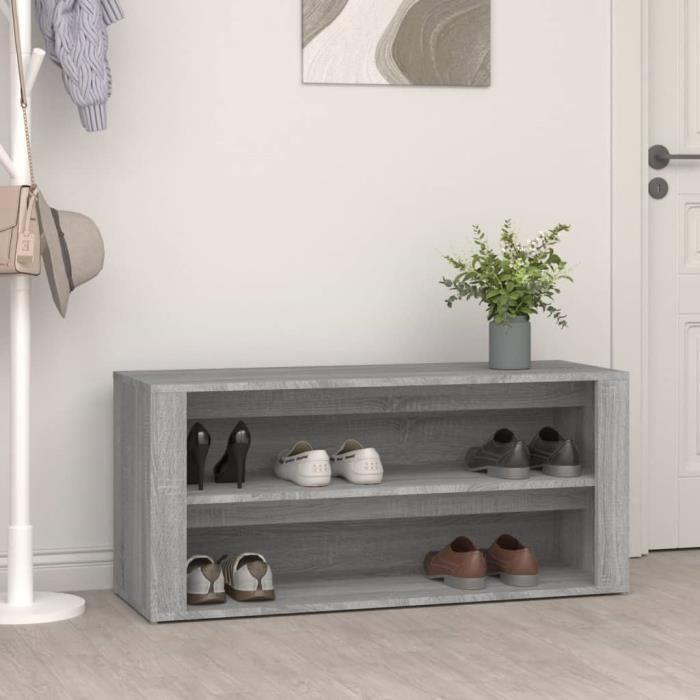 816908 vidaXL Étagère à chaussures Gris béton 100x35x45 cm Bois d'ingénierie
