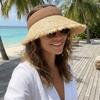 Woven Empty Top Hat Sunscreen Summer Sun Cap Fashion Straw Visor Cap  Girl
