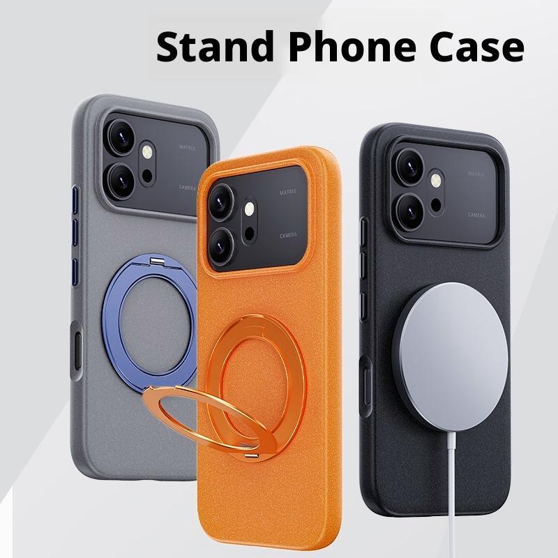 For Honor 600/600 Pro and Honor 500/500 Pro Case Rock Sand Strong Anti-Fingerprint Anti-Oil Magnetic 360° Rotatable Stand Cover